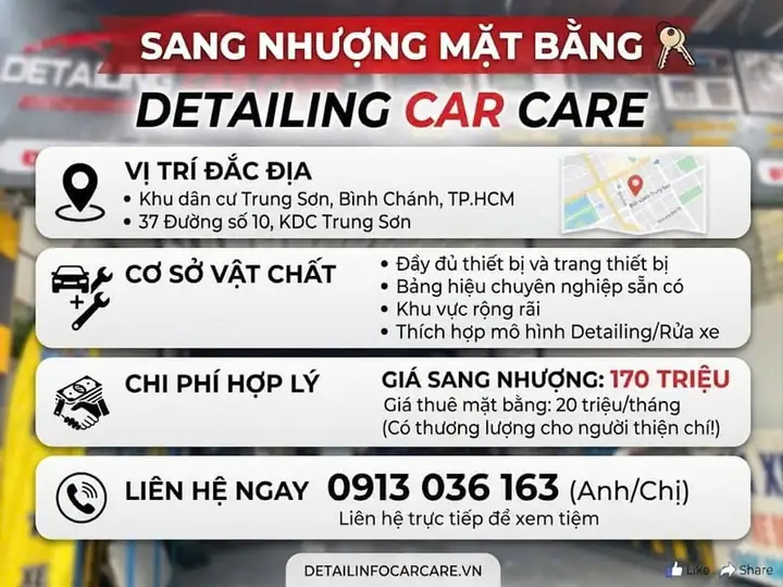 Sang nhượng tiệm chăm sóc xe (detailing) – vào là kinh doanh ngay
