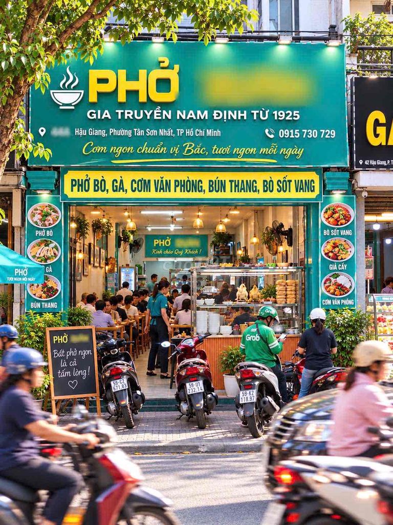 Sang quán phở, cơm văn phòng Khu Sân Bay