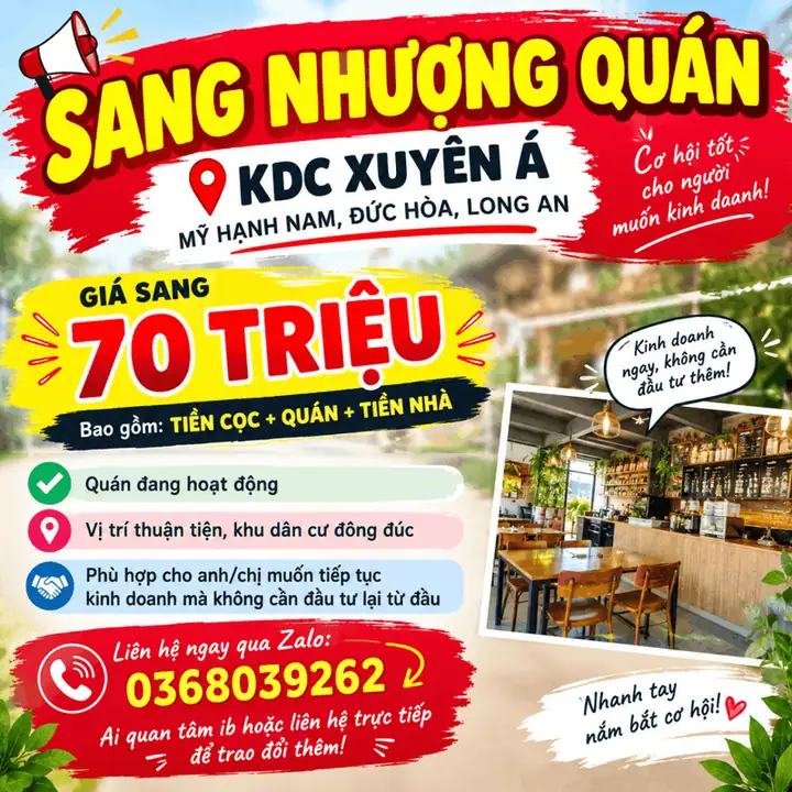 Sang nhượng quán – KDC xuyên Á, mỹ hạnh nam, đức hòa, Long An