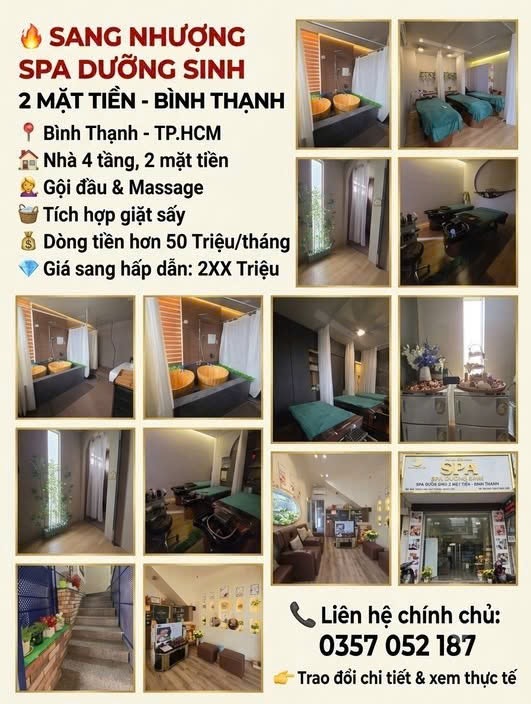 Sang nhượng spa dưỡng sinh – 2 mặt tiền bình thạnh